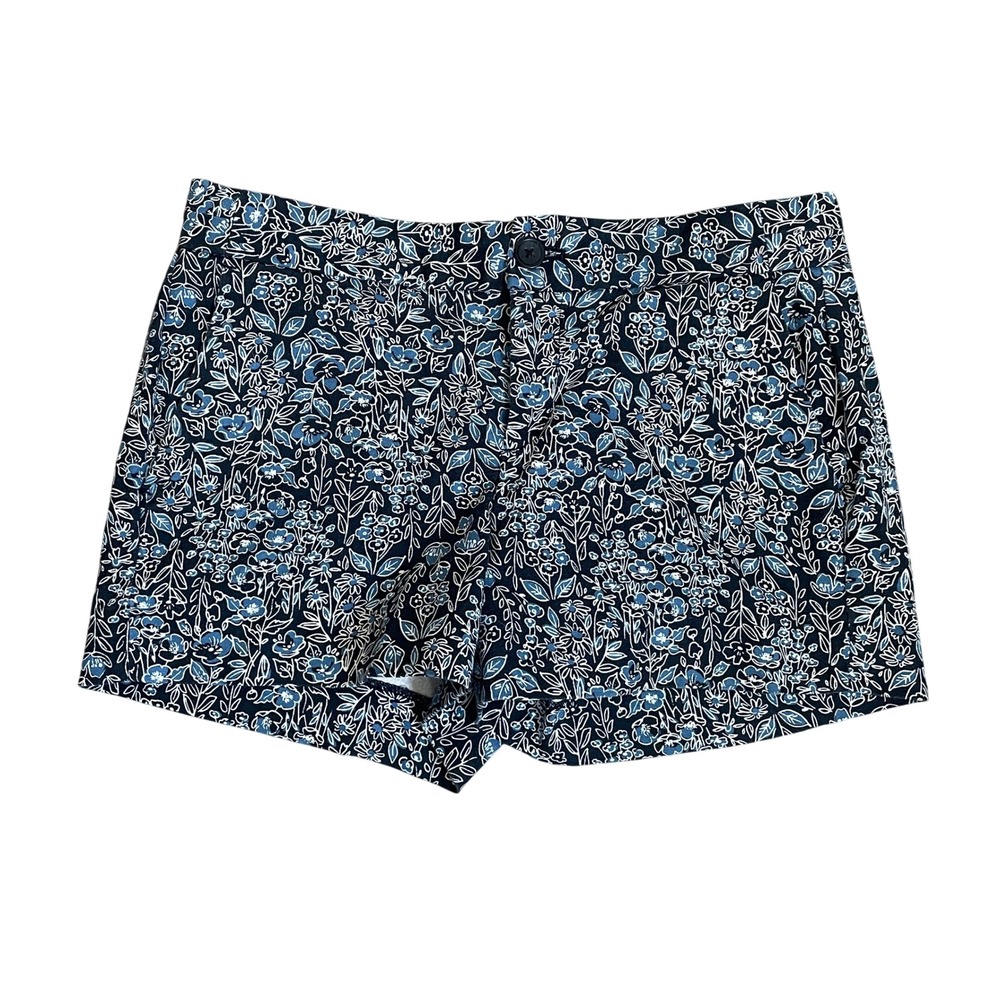 Banana Republic Hampton Pique Cotton Shorts sz 00P Navy Blue Floral Preppy Chino